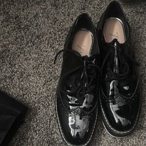 Zara Black Patent Leather Loafers